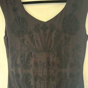 Elegant Black Embroidered Sleeveless Dress